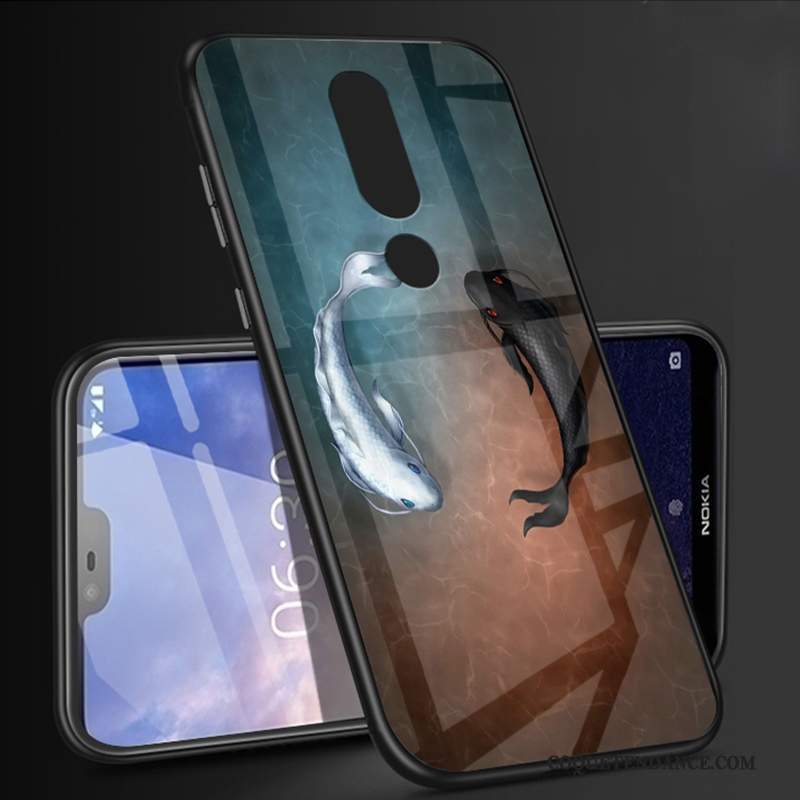 Nokia 5.1 Plus Coque Verre Dessin Animé Étui Blanc