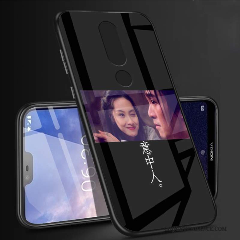 Nokia 5.1 Plus Coque Verre Dessin Animé Étui Blanc