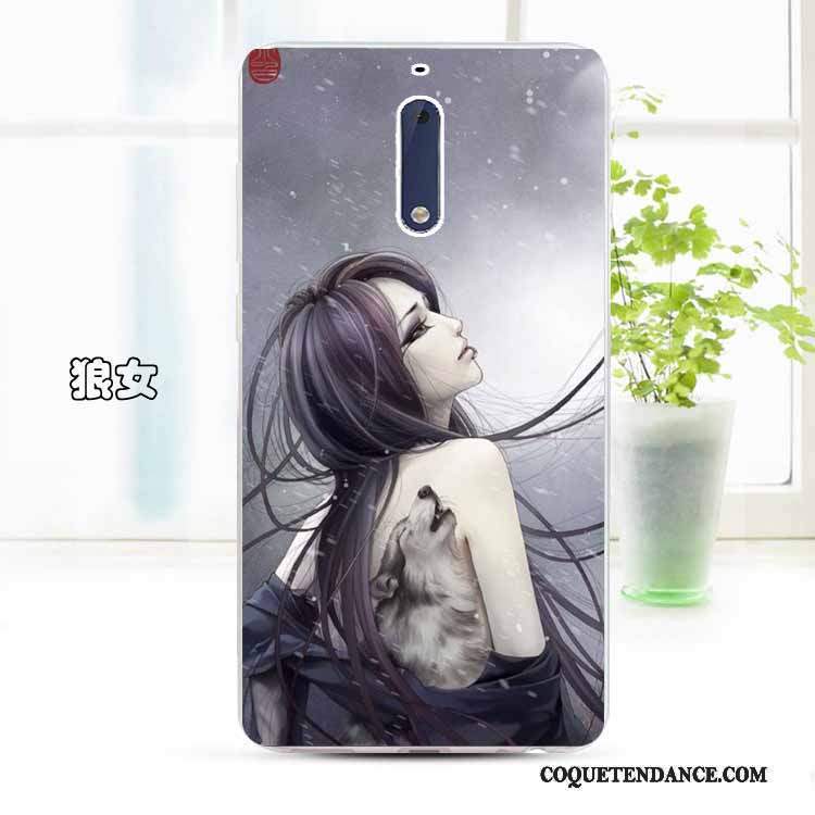 Nokia 5 Coque Dessin Animé Protection Jaune Transparent Étui