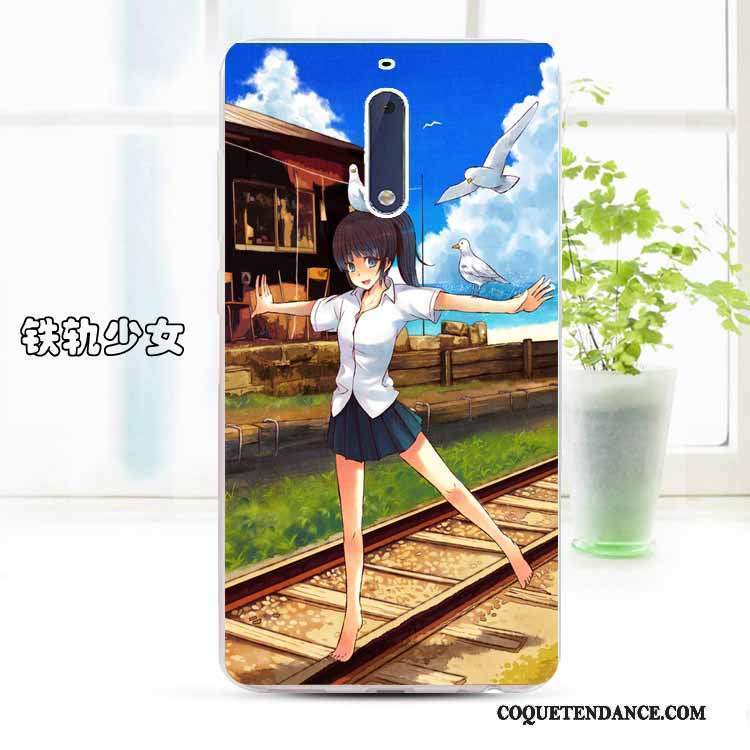 Nokia 5 Coque Dessin Animé Protection Jaune Transparent Étui