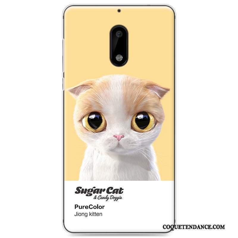 Nokia 6 Coque Tout Compris De Téléphone Dessin Animé Chat Jaune