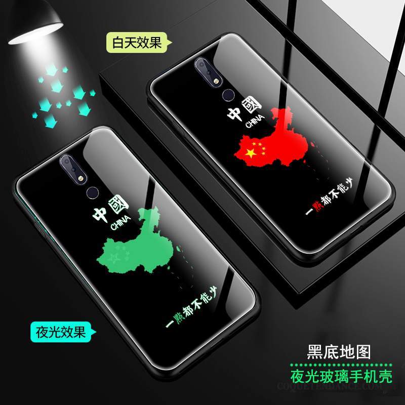 Nokia 7.1 Coque Lumineuses Style Chinois Rouge Verre De Téléphone