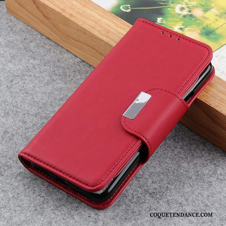 Nokia 7.2 Coque Étui De Téléphone Modèle Fleurie Peau De Mouton Rouge