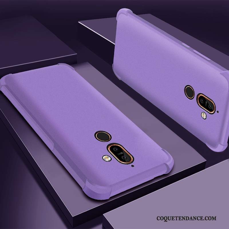 Nokia 7 Plus Coque Protection Violet Incassable Silicone