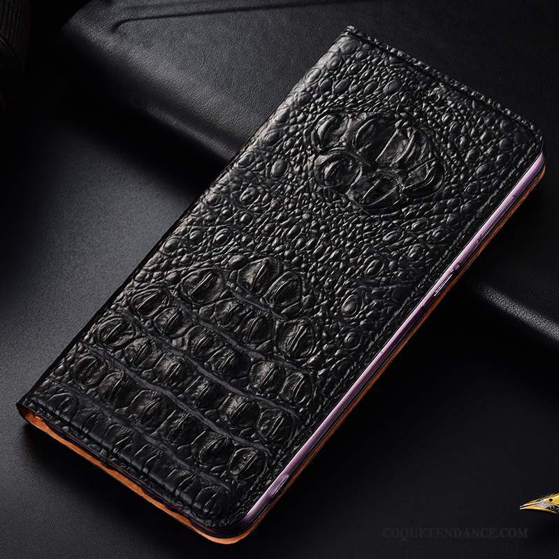 Nokia 8.1 Coque Cuir Véritable Incassable Protection Crocodile Étui