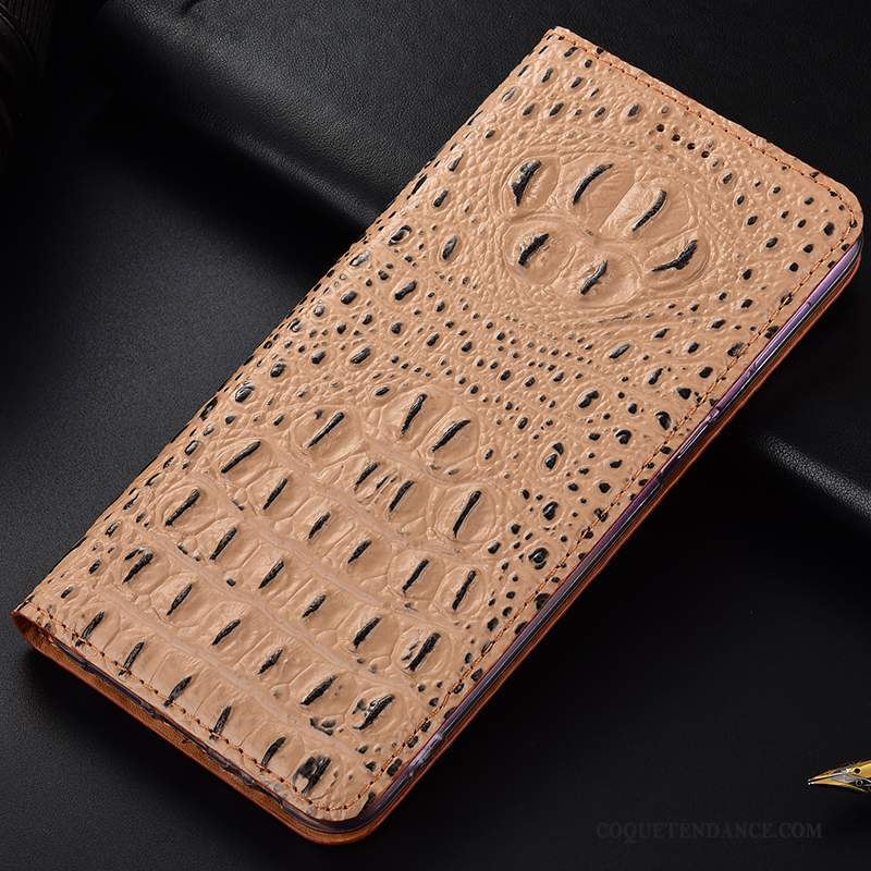 Nokia 8.1 Coque Cuir Véritable Incassable Protection Crocodile Étui