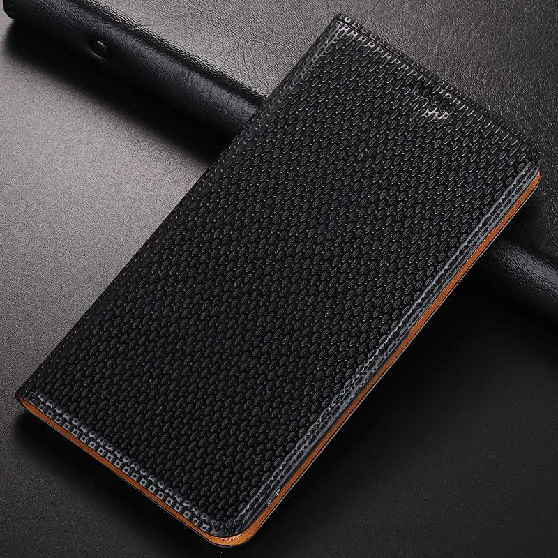 Nokia 8.1 Coque Protection Incassable Cuir Véritable Noir Étui