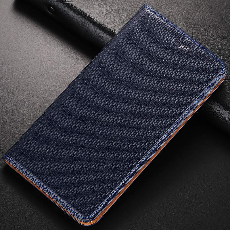 Nokia 8.1 Coque Protection Incassable Cuir Véritable Noir Étui