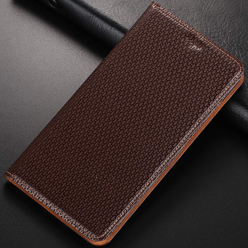 Nokia 8.1 Coque Protection Incassable Cuir Véritable Noir Étui