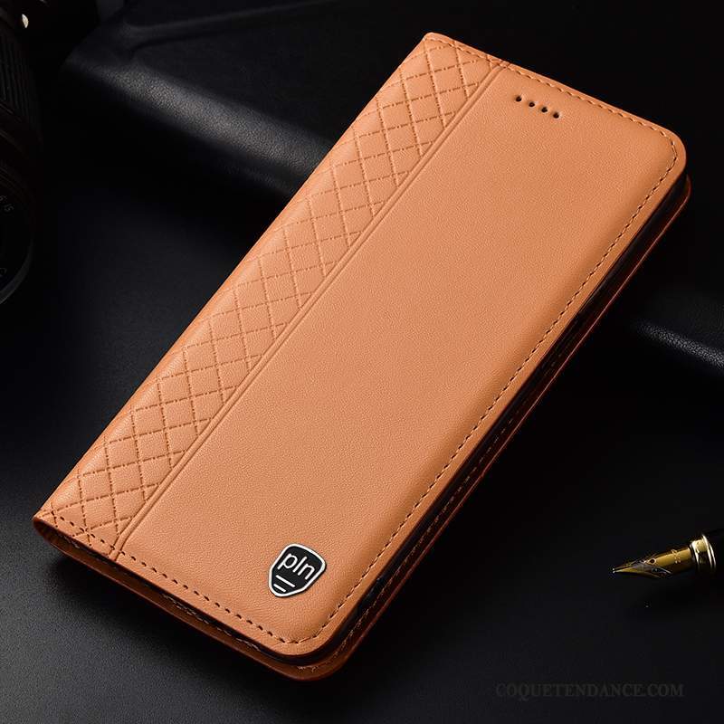 Nokia 8.1 Coque Protection Jaune Incassable Étui Cuir Véritable