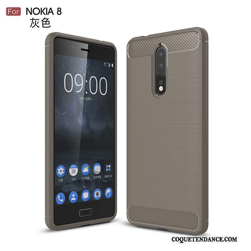 Nokia 8 Coque Tout Compris Gris Fluide Doux Étui