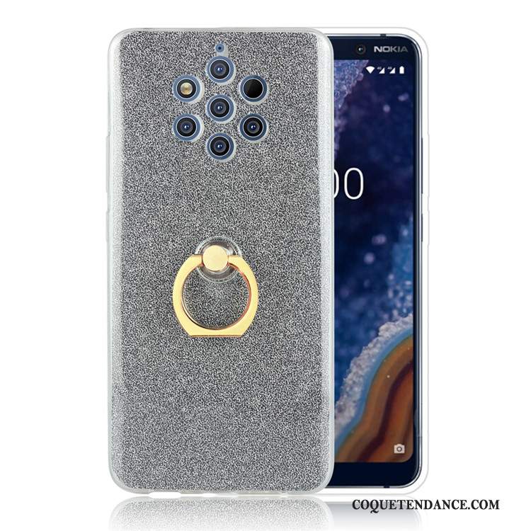 Nokia 9 Pureview Coque Anneau Rose Gris Fluide Doux De Téléphone