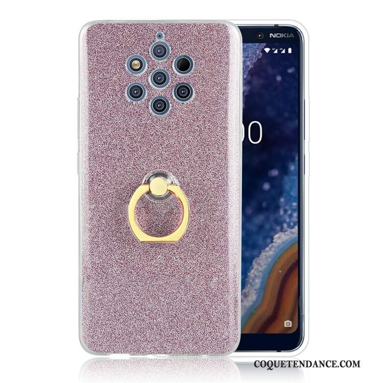 Nokia 9 Pureview Coque Anneau Rose Gris Fluide Doux De Téléphone