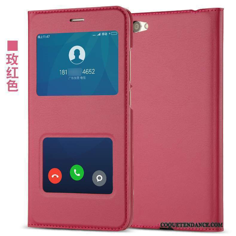 Redmi 5a Coque Cuir Protection Housse Rouge De Téléphone