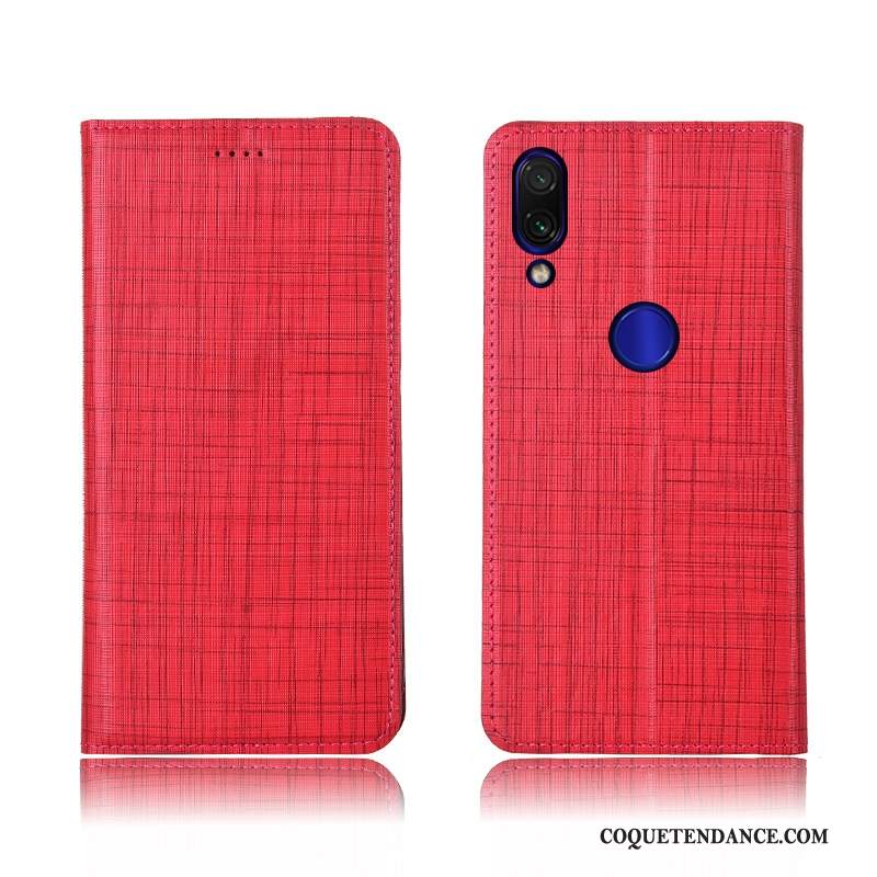 Redmi 7 Coque De Téléphone Protection Étui En Cuir Rouge Clamshell