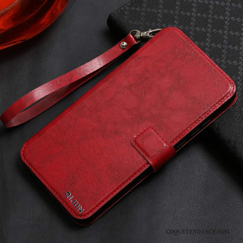 Redmi 7 Coque Rouge Tout Compris Protection Étui En Cuir Clamshell