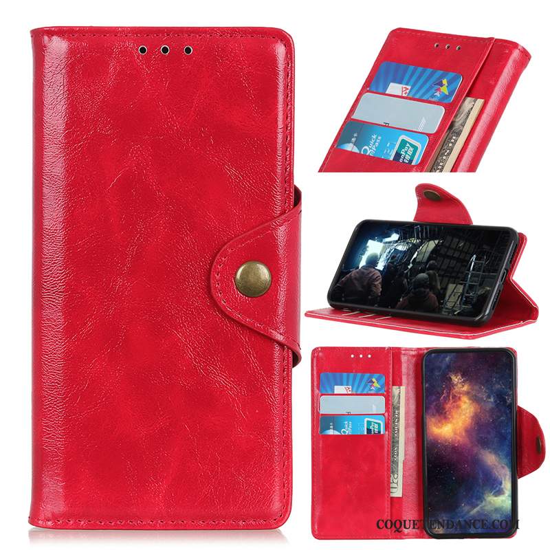 Redmi 7a Coque Cuir Véritable Protection Petit Housse Rouge