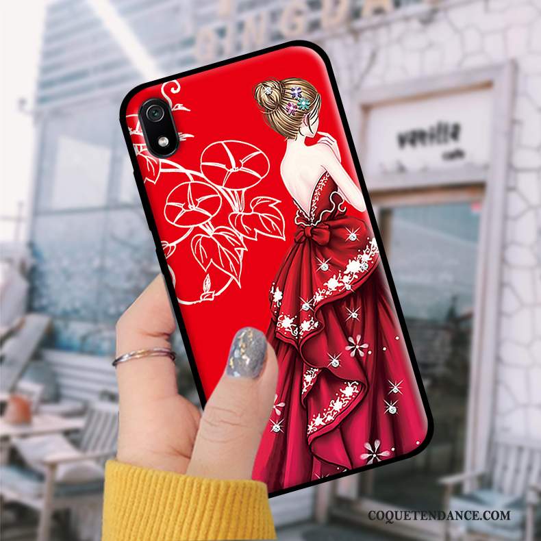 Redmi 7a Coque Étui Rouge Noir Étudiant Tempérer