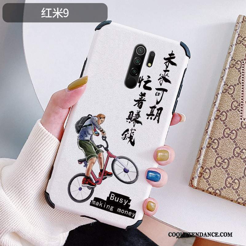 Redmi 9 Coque Gaufrage Très Mince Rouge Simple Protection
