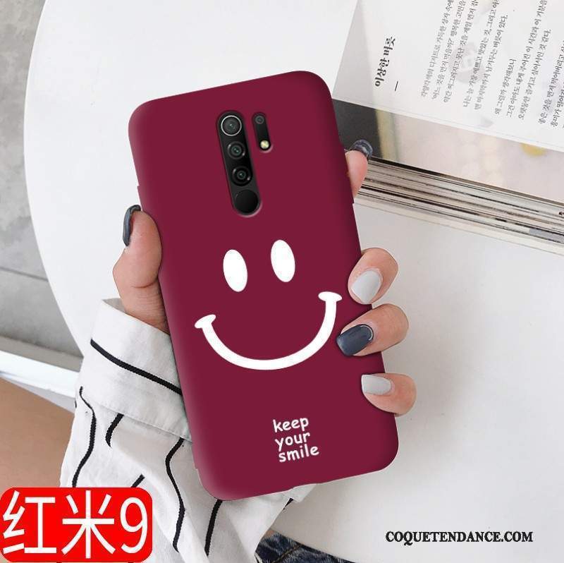 Redmi 9 Coque Net Rouge Silicone Délavé En Daim Charmant Nouveau