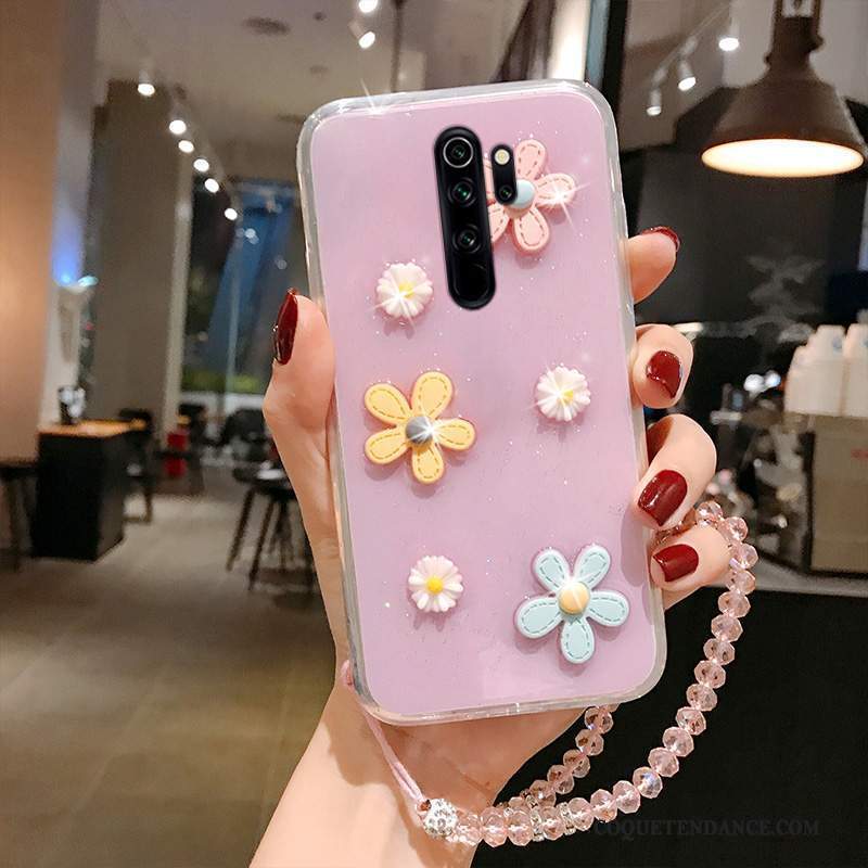 Redmi 9 Coque Rose Incassable Transparent Petit Petite Marguerite