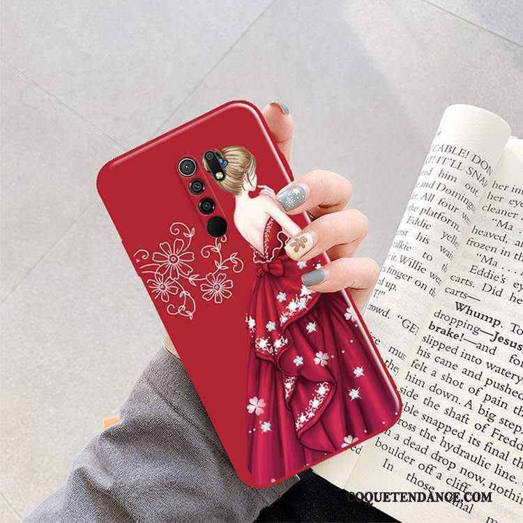 Redmi 9 Coque Rouge Incassable Créatif Mode Vert