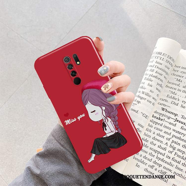 Redmi 9 Coque Rouge Incassable Créatif Mode Vert