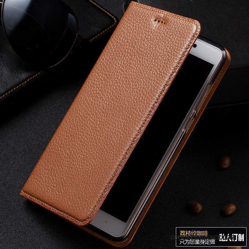 Redmi Note 4x Coque Litchi Rouge Incassable Cuir Véritable Bleu