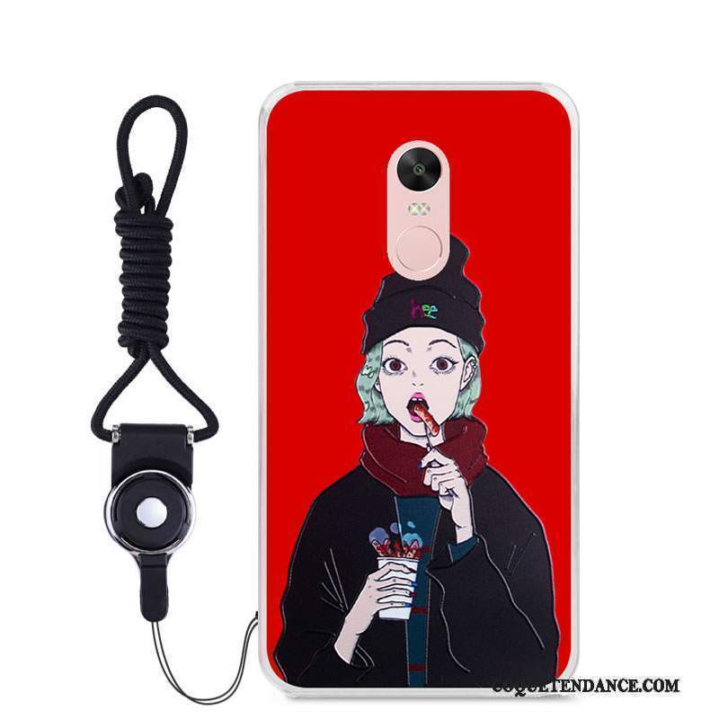 Redmi Note 4x Coque Rouge Dessin Animé Petit Noir Couleur