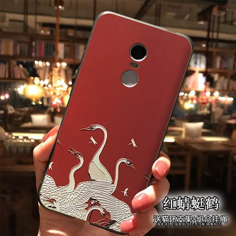 Redmi Note 4x Coque Rouge Haute De Téléphone Délavé En Daim Support