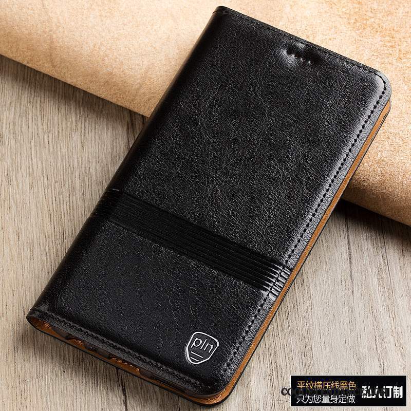 Redmi Note 5 Coque Protection Cuir Véritable Étui En Cuir Rouge Housse