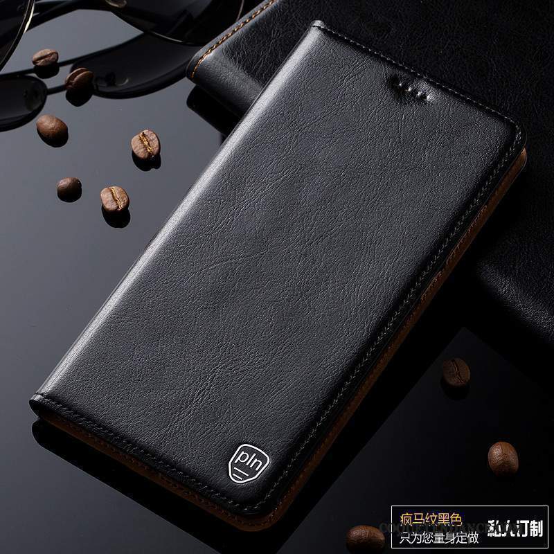 Redmi Note 5 Coque Protection Étui En Cuir Marron Housse Rouge