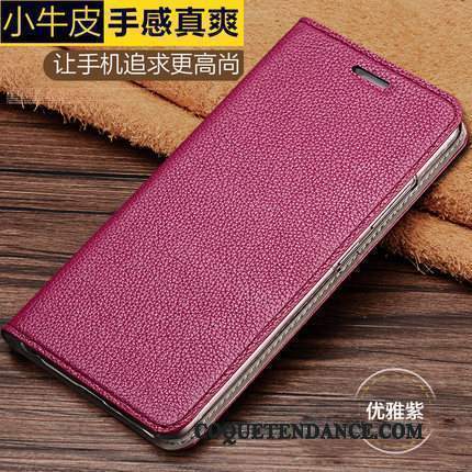 Redmi Note 5 Pro Coque Cuir Véritable Housse Rouge Difficile Vintage