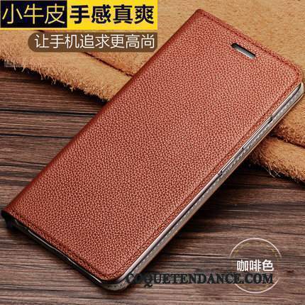 Redmi Note 5 Pro Coque Cuir Véritable Housse Rouge Difficile Vintage