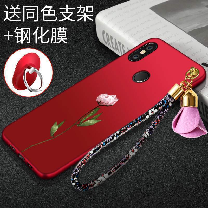 Redmi Note 5 Pro Coque Tendance De Téléphone Rouge Silicone Délavé En Daim