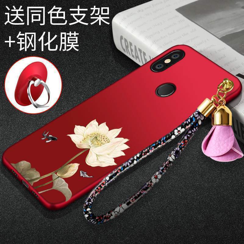 Redmi Note 5 Pro Coque Tendance De Téléphone Rouge Silicone Délavé En Daim