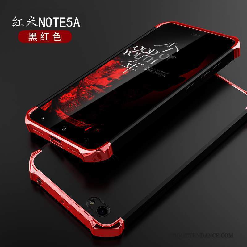 Redmi Note 5a Coque Délavé En Daim Étui Rouge Couleur Unie Placage