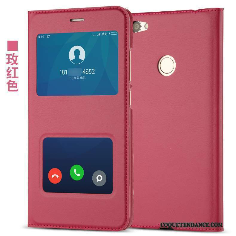 Redmi Note 5a Coque Rose Incassable Étui En Cuir Protection Rouge