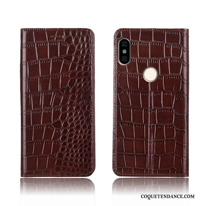 Redmi Note 6 Pro Coque Cuir Véritable Crocodile Clamshell Nouveau