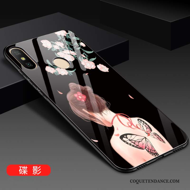 Redmi Note 6 Pro Coque Peinture Rouge Petit Verre Trempé De Téléphone