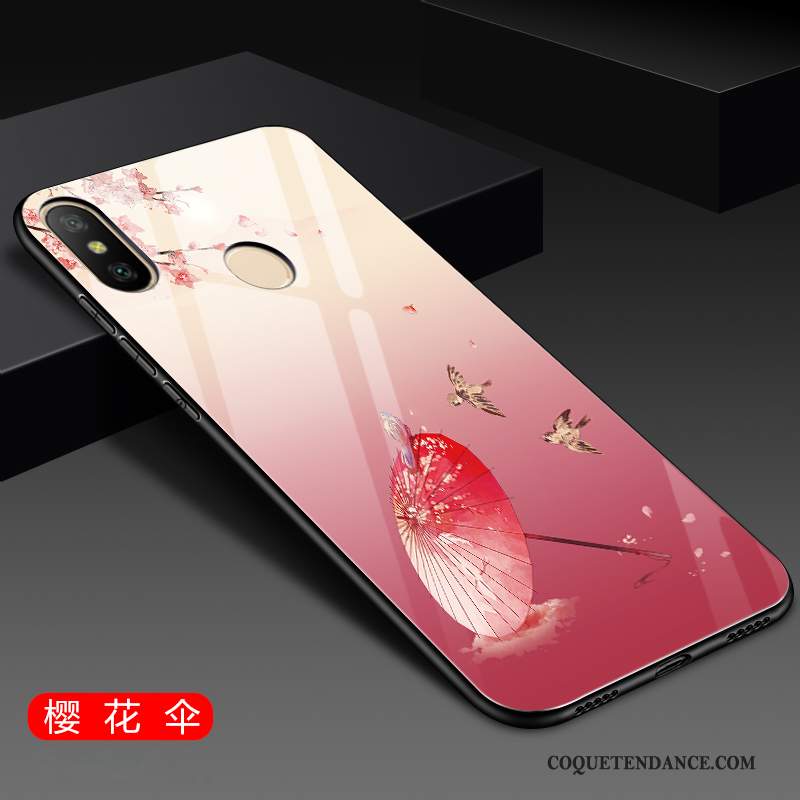 Redmi Note 6 Pro Coque Peinture Rouge Petit Verre Trempé De Téléphone