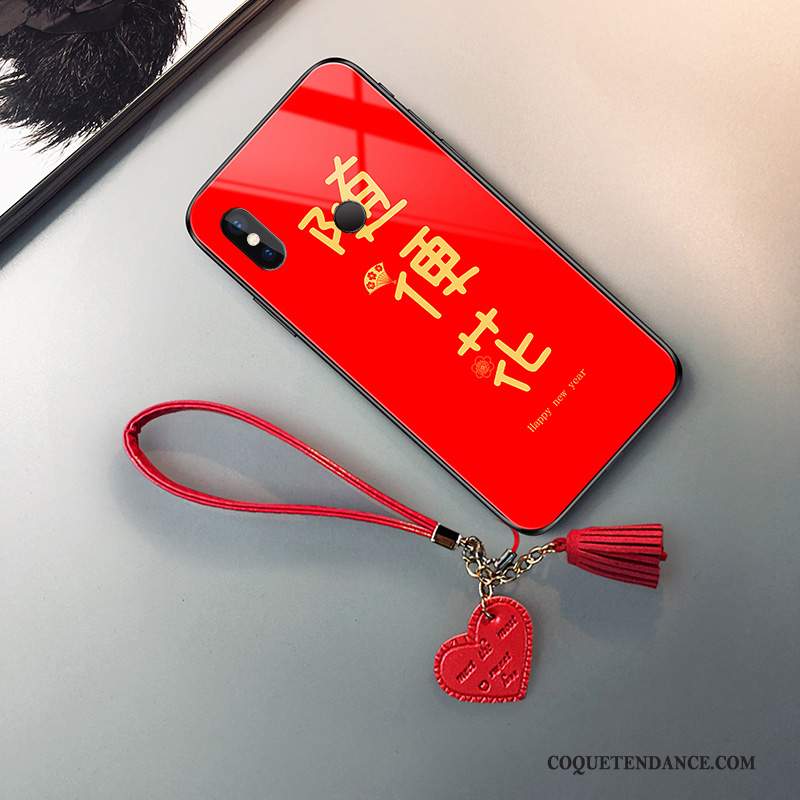 Redmi Note 6 Pro Coque Rouge Difficile Créatif Verre De Téléphone