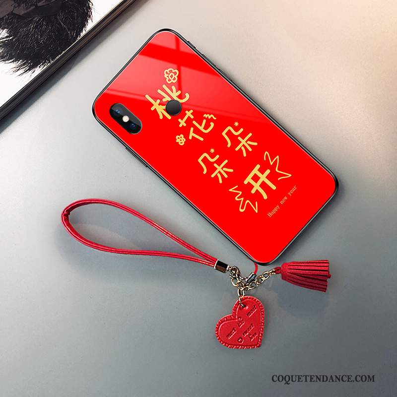 Redmi Note 6 Pro Coque Rouge Difficile Créatif Verre De Téléphone