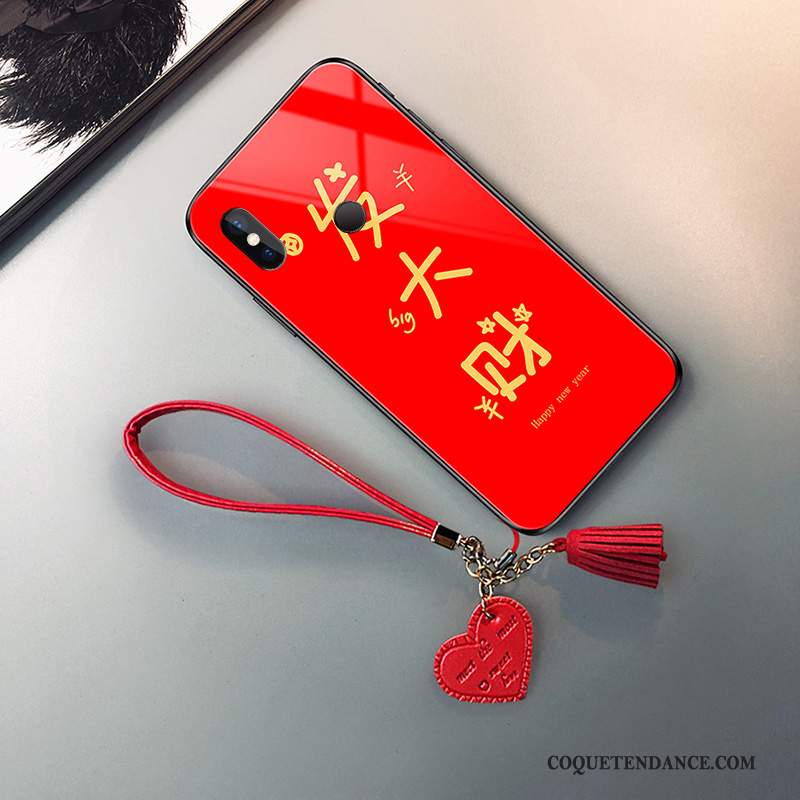 Redmi Note 6 Pro Coque Rouge Difficile Créatif Verre De Téléphone