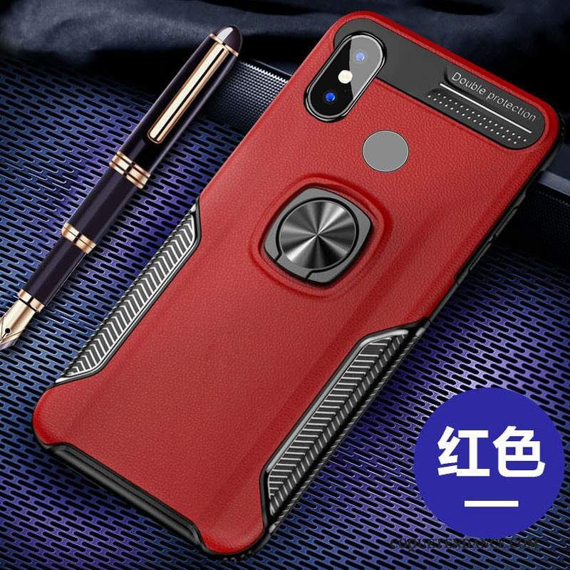 Redmi Note 6 Pro Coque Rouge Petit Anneau De Téléphone Noir