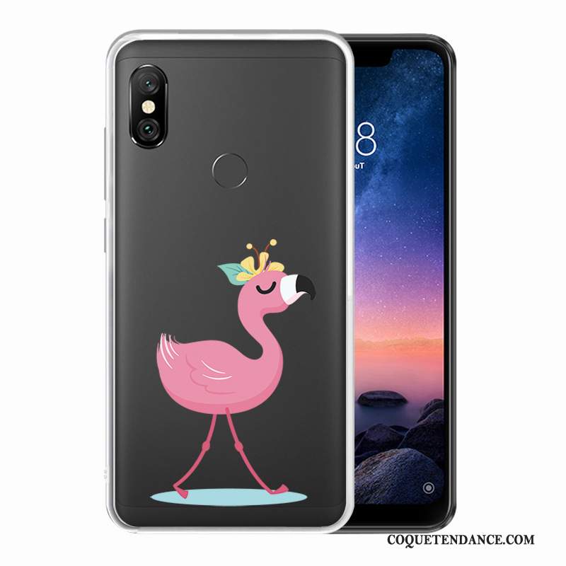 Redmi Note 6 Pro Coque Transparent Oiseau Petit Rouge Protection