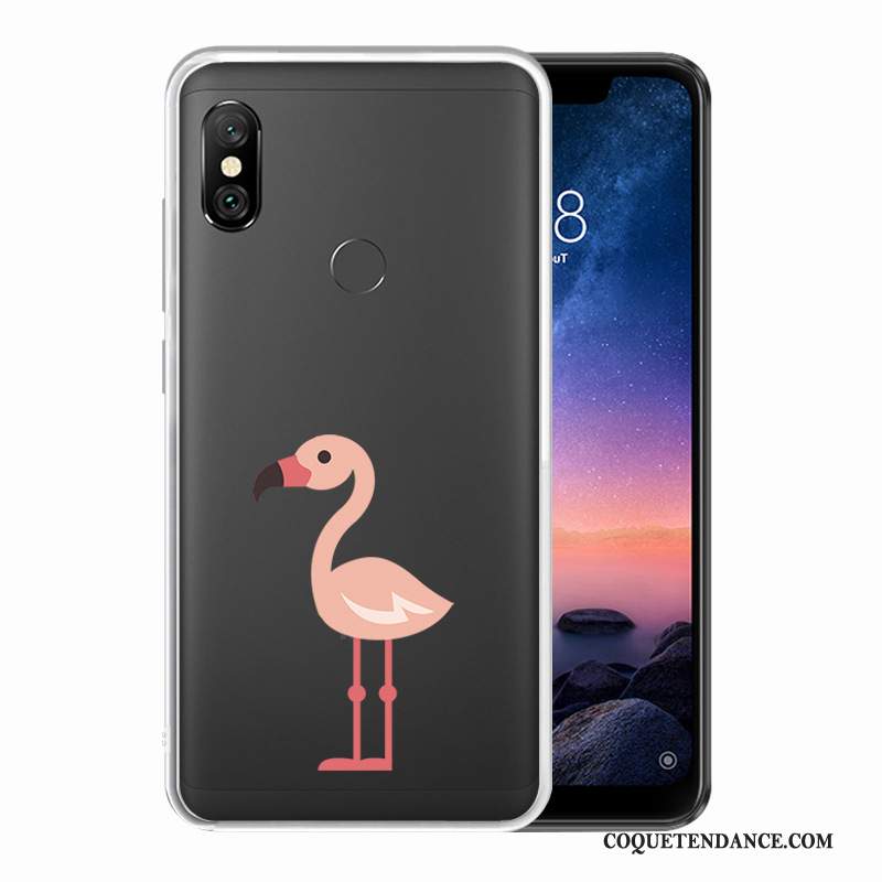 Redmi Note 6 Pro Coque Transparent Oiseau Petit Rouge Protection