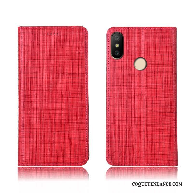 Redmi Note 6 Pro Coque Étui En Cuir De Téléphone Rouge Cuir Véritable Clamshell