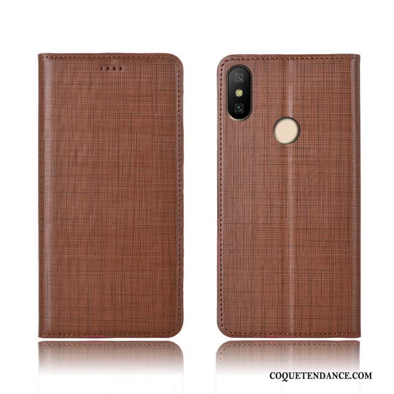 Redmi Note 6 Pro Coque Étui En Cuir De Téléphone Rouge Cuir Véritable Clamshell