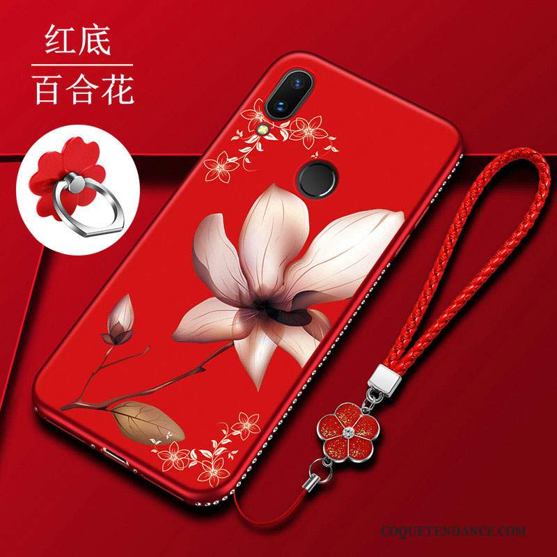 Redmi Note 7 Coque Fleur Incassable Étui Rouge Fluide Doux